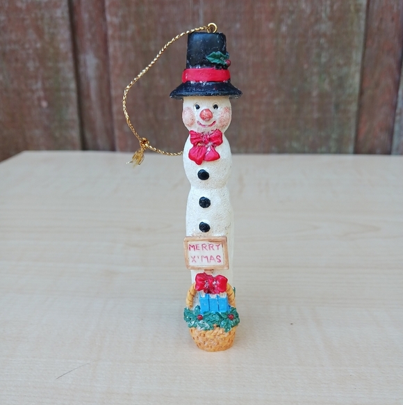 Other - Skinny Tall Snowman Resin Merry Christmas Ornament 4.5" Holiday Decor